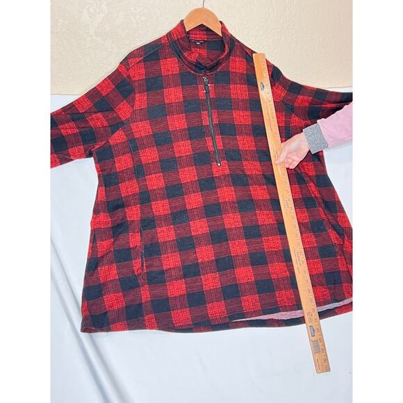 John Mark size 2X buffalo plaid sweater pockets red/black cabincore rustic - Picture 6 of 10